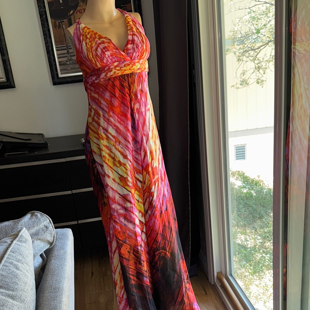Nina Austin XL SILK Multicolor Maxi Dress B-3